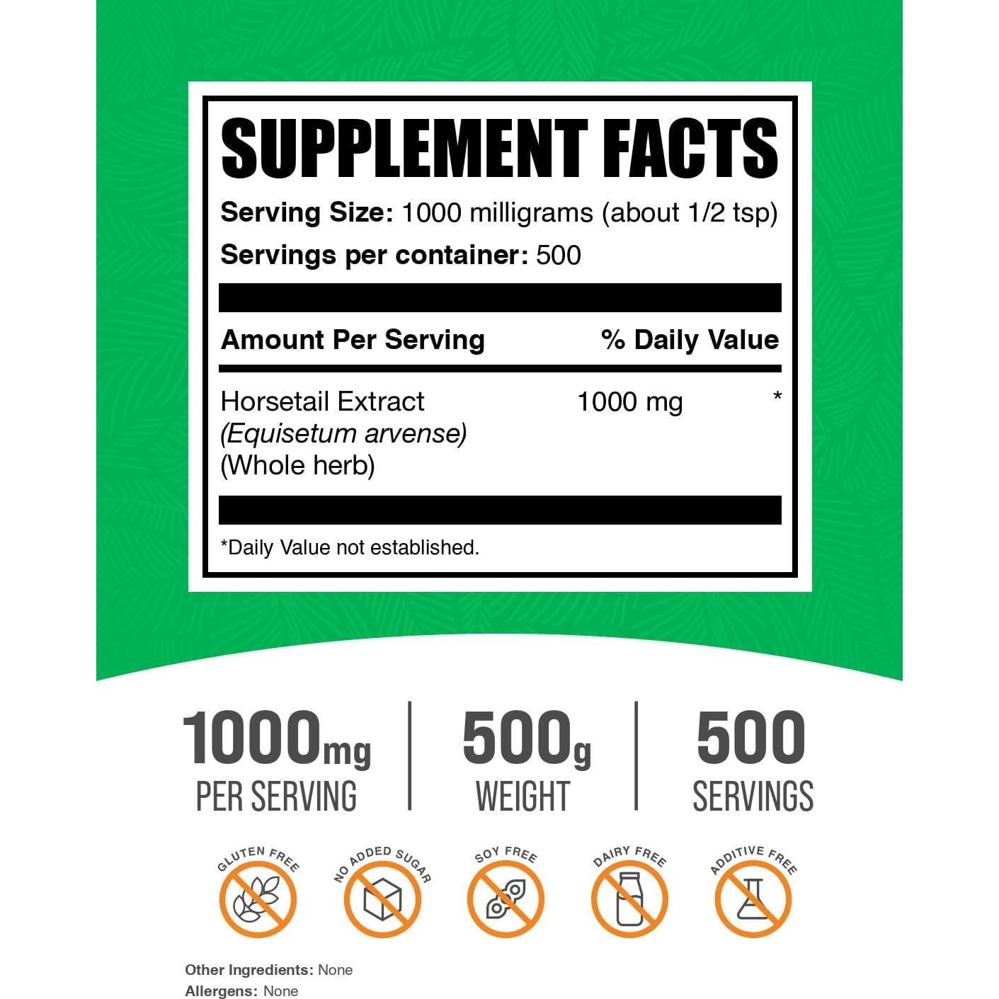 Polvo de Extracto de Cola de Caballo BulkSupplements 500g