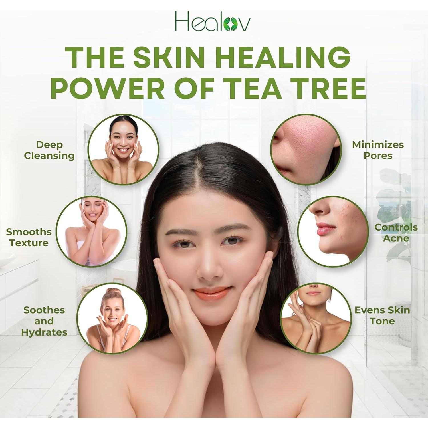 Limpiador Facial Natural Healov - Jabón de Árbol de Té 150g