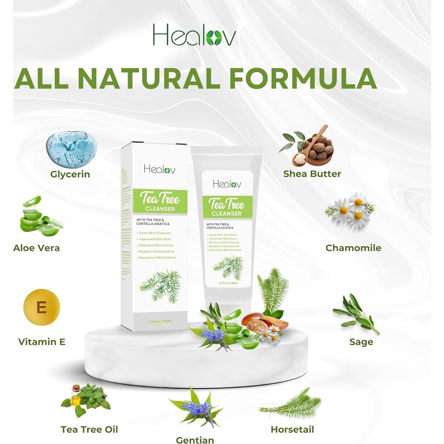 Limpiador Facial Natural Healov - Jabón de Árbol de Té 150g