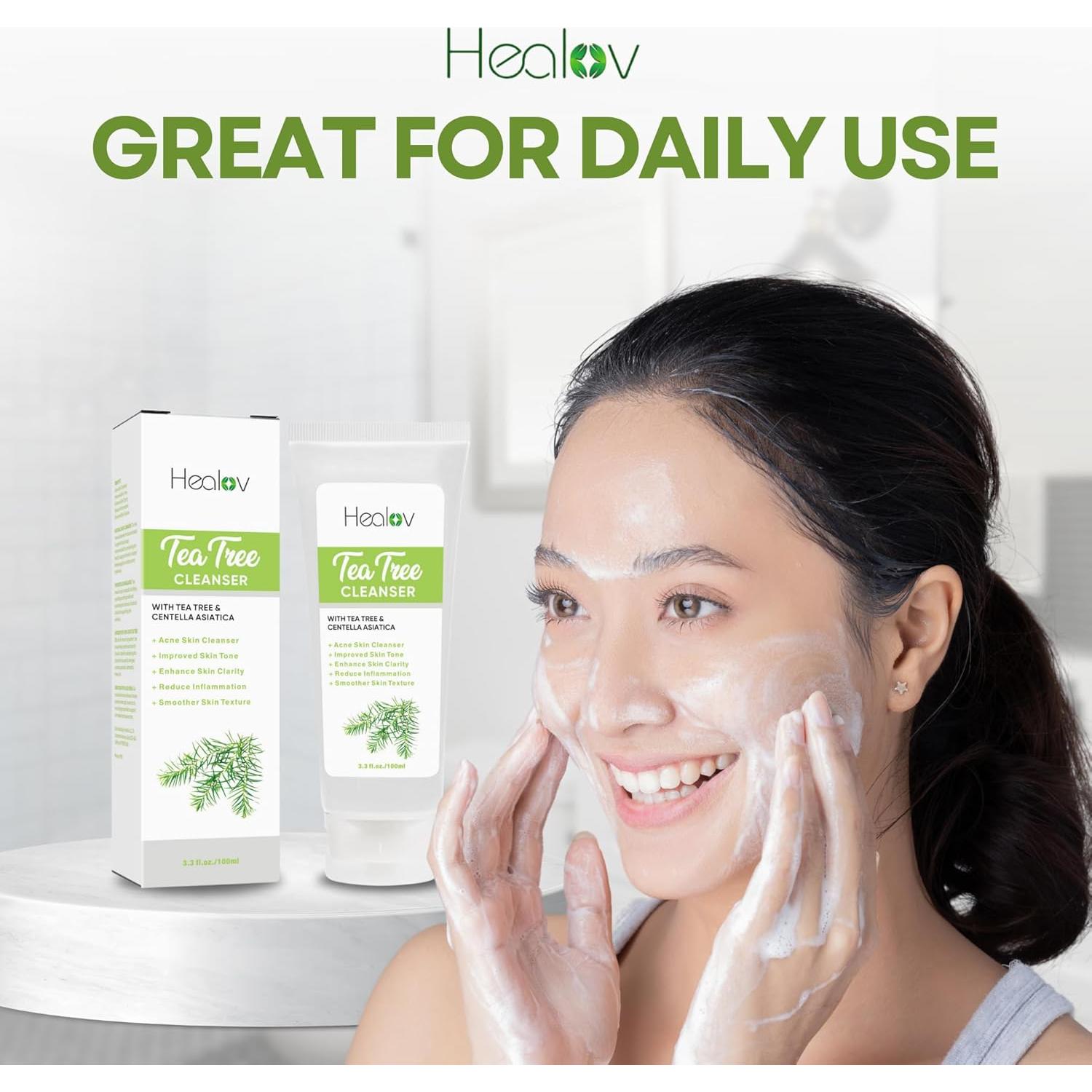 Limpiador Facial Natural Healov - Jabón de Árbol de Té 150g