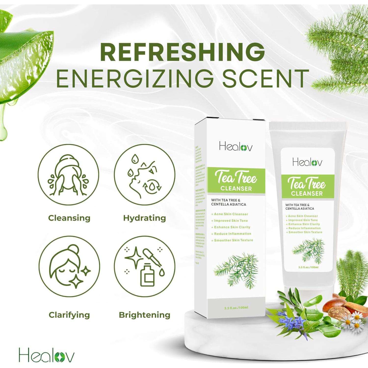 Limpiador Facial Natural Healov - Jabón de Árbol de Té 150g