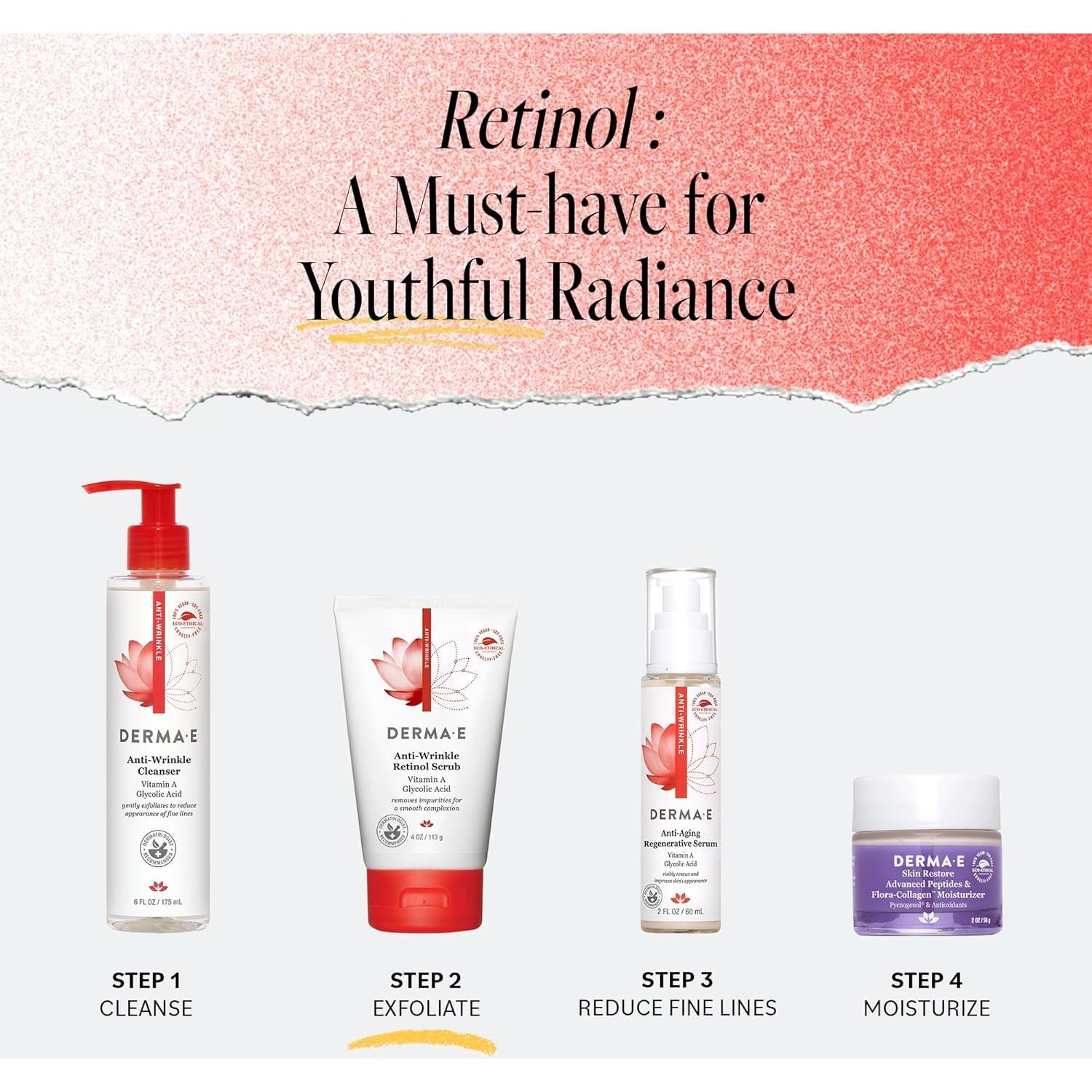 Exfoliante Facial Antiarrugas DERMA E 113 g - Ácido Glicólico