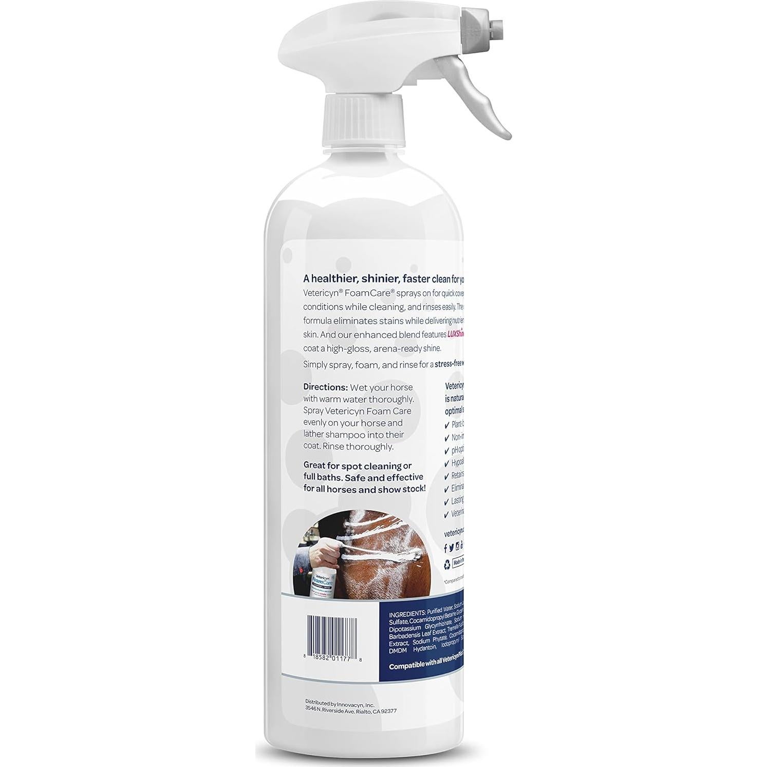 Champú Espumoso Vetericyn para Caballos 946 ml - Aloe, Sin Parabenos