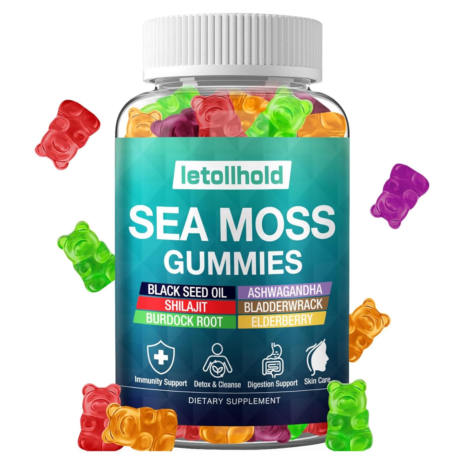 Gomitas de Musgo Marino Orgánico Letollhold - 60 Unidades con Ashwagandha y Fucus