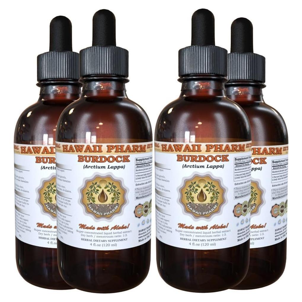 Extracto Líquido de Bardana HawaiiPharm 4x120 ml Orgánico
