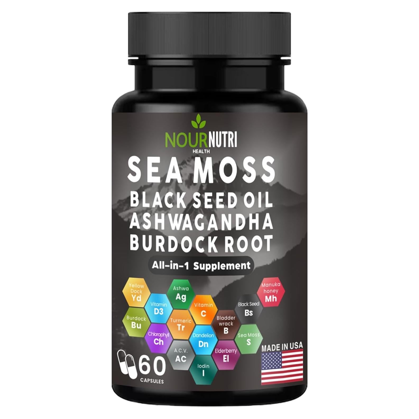 Cápsulas de Musgo Marino Nour NutriHealth - 60 Unidades