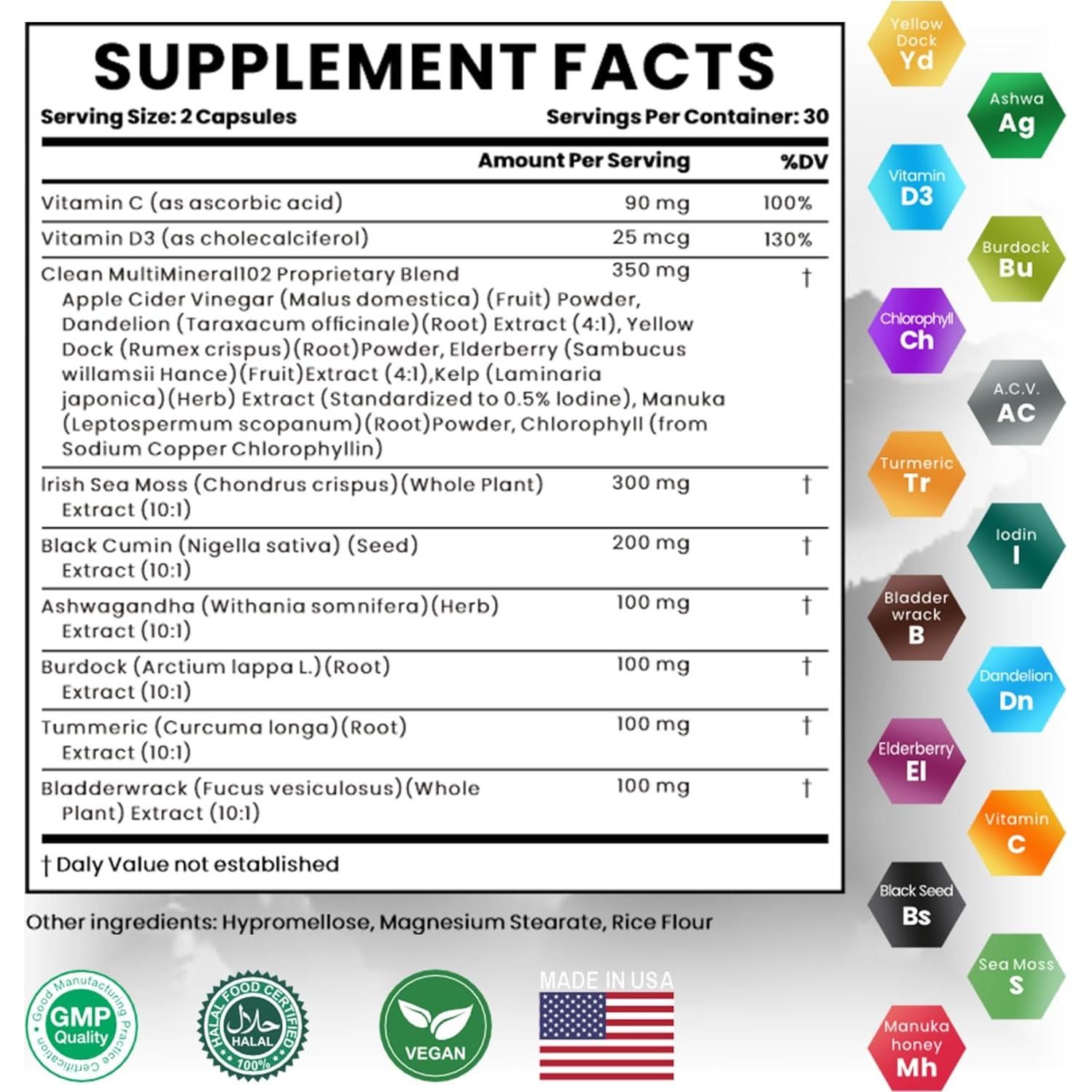 Cápsulas de Musgo Marino Nour NutriHealth - 60 Unidades
