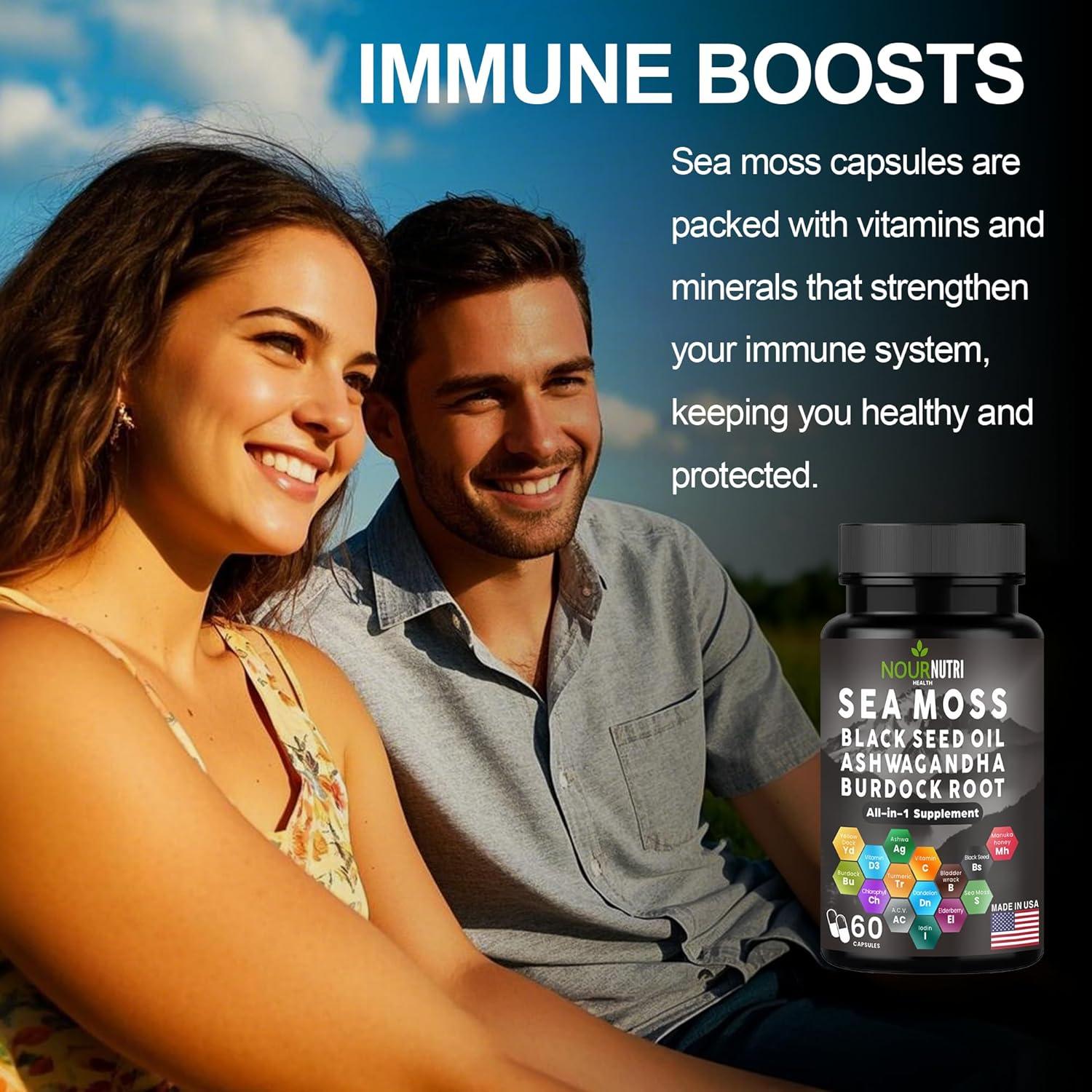 Cápsulas de Musgo Marino Nour NutriHealth - 60 Unidades