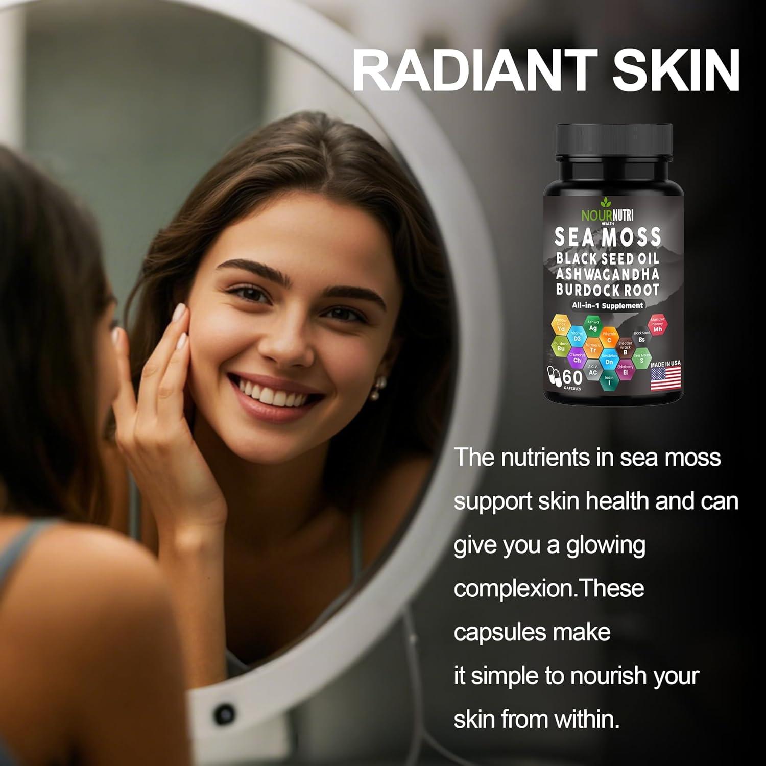 Cápsulas de Musgo Marino Nour NutriHealth - 60 Unidades