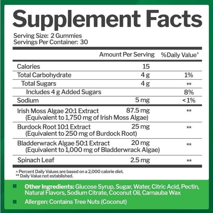 Gomitas de Musgo Marino Just Nutrients 3000mg 60 Unidades