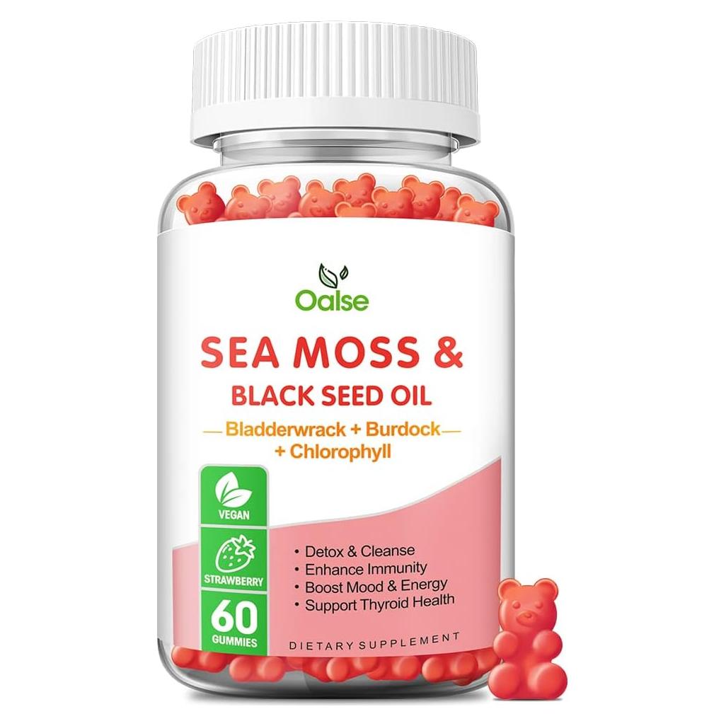 Gomitas de Musgo Marino OALSE 60 Unidades Sabor Fresa 8 en 1