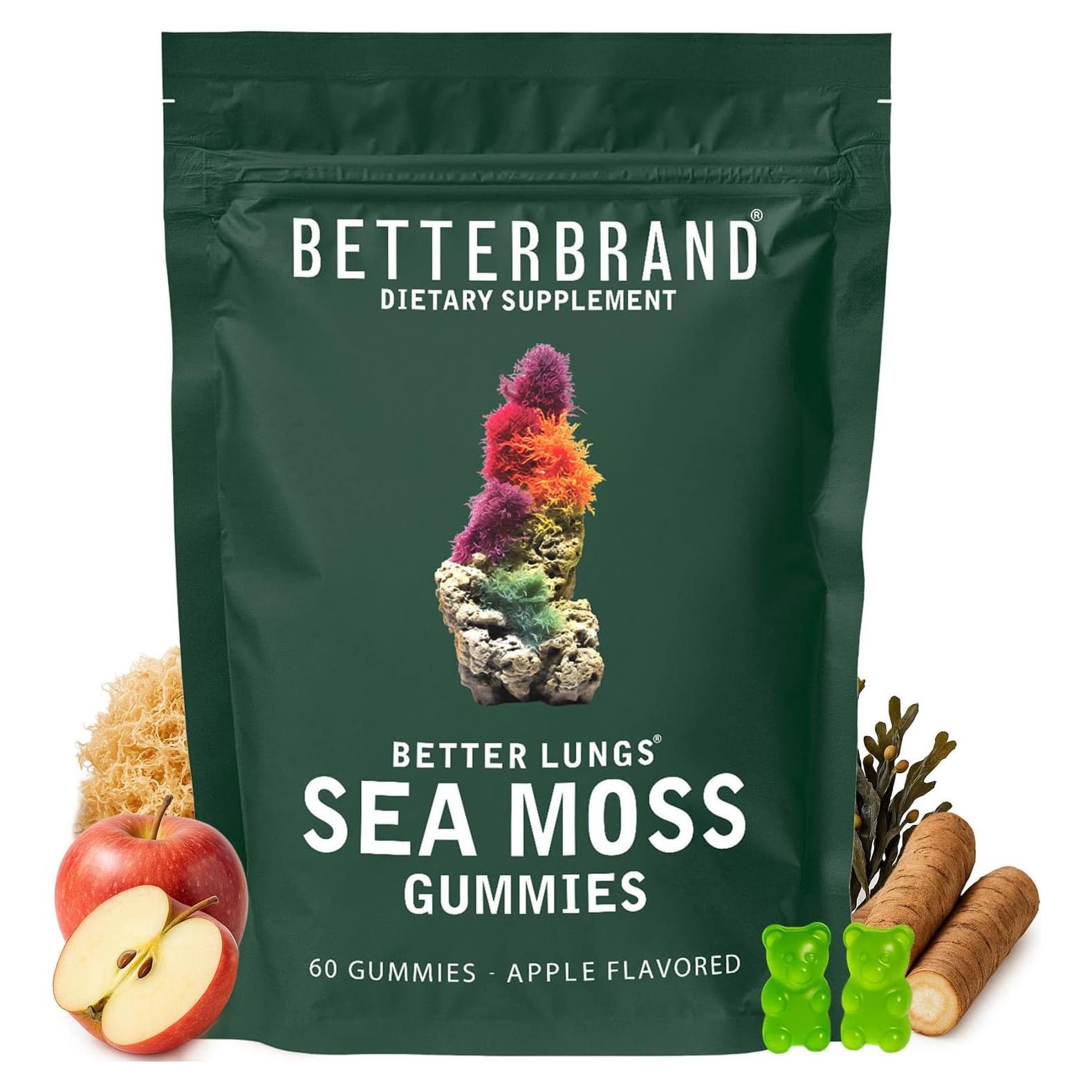 Gomitas de Musgo Marino Betterbrand 1600mg Sabor Manzana - 60 Unidades