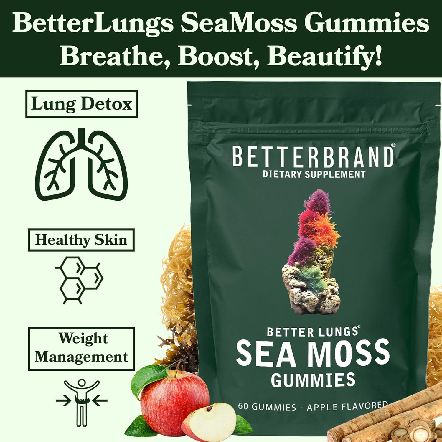Gomitas de Musgo Marino Betterbrand 1600mg Sabor Manzana - 60 Unidades