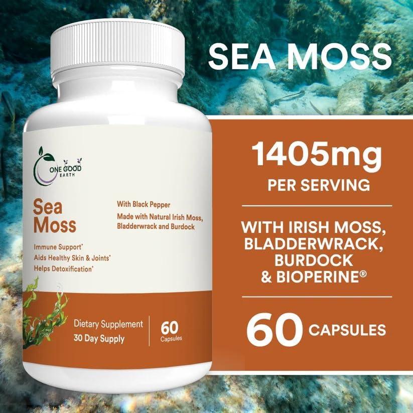 Suplemento de Musgo Marino One Good Earth 60 Cápsulas 1405mg