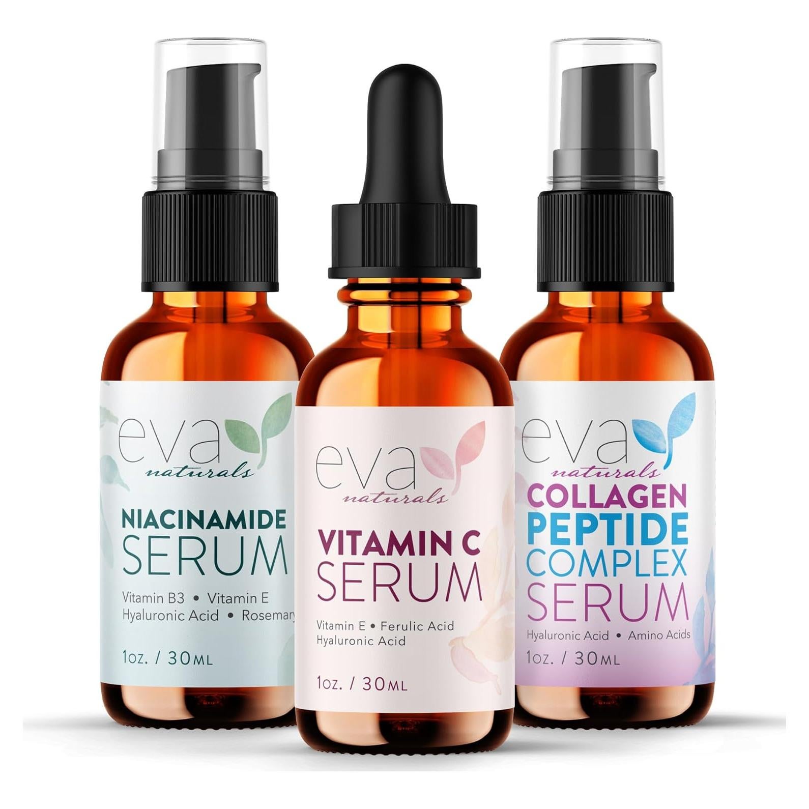 Set de Cuidado Facial Eva Naturals - 3 Sueros Antienvejecimiento