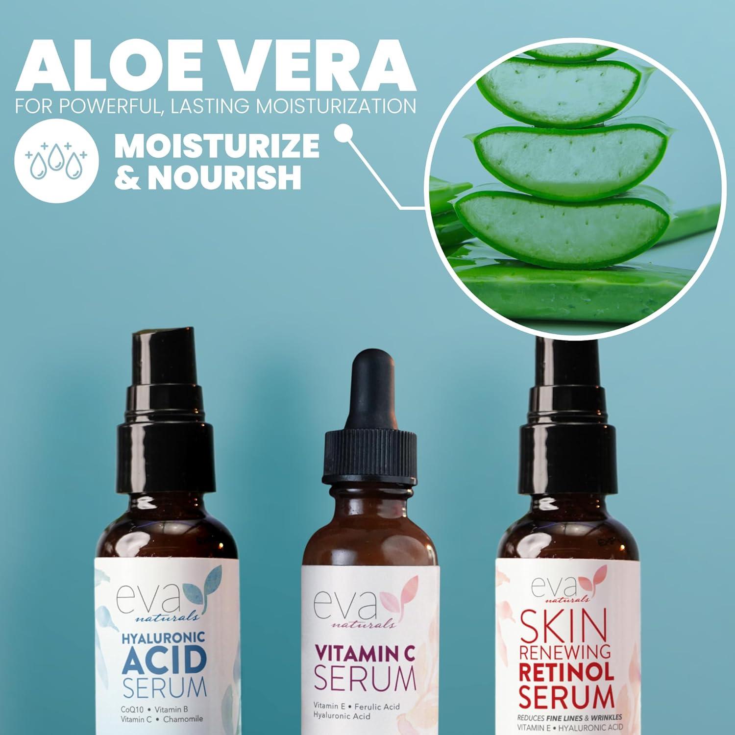 Paquete de Sueros Anti-Envejecimiento Eva Naturals - Vitamina C, Retinol y Ácido Hialurónico