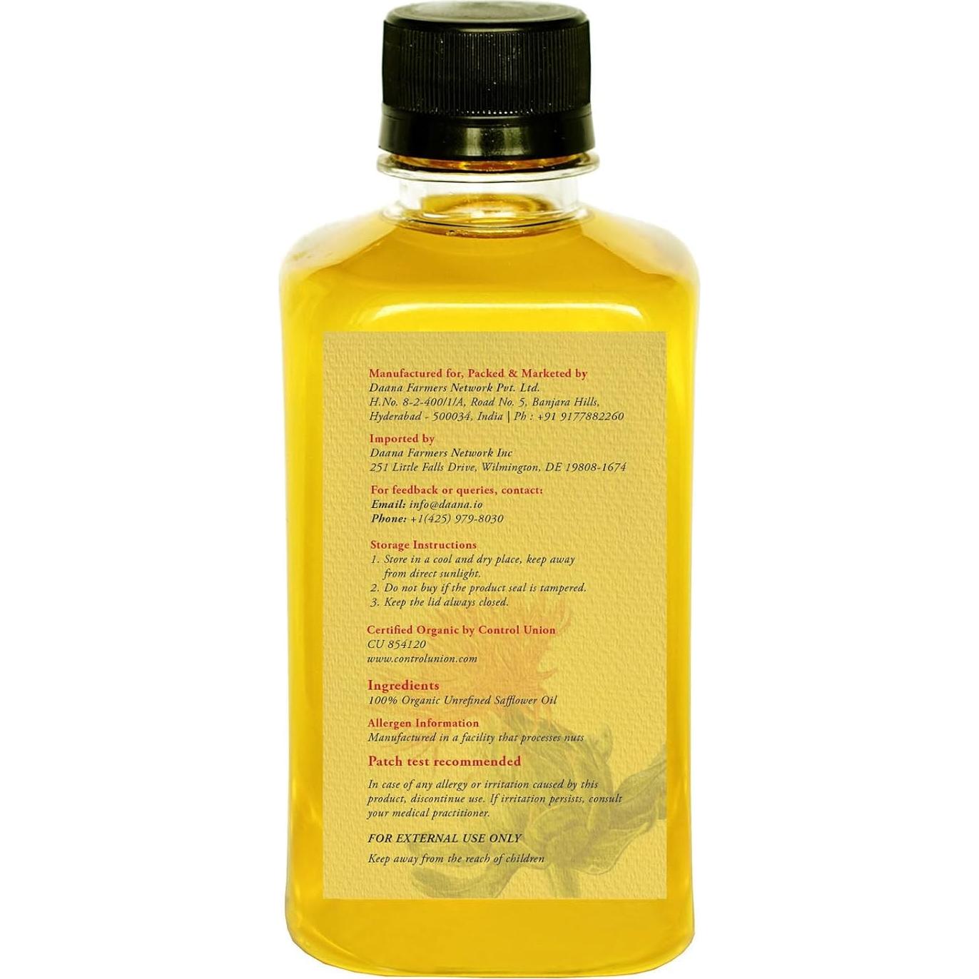 Aceite de Cártamo Daana Orgánico 354 ml - Hidratante Piel y Cabello