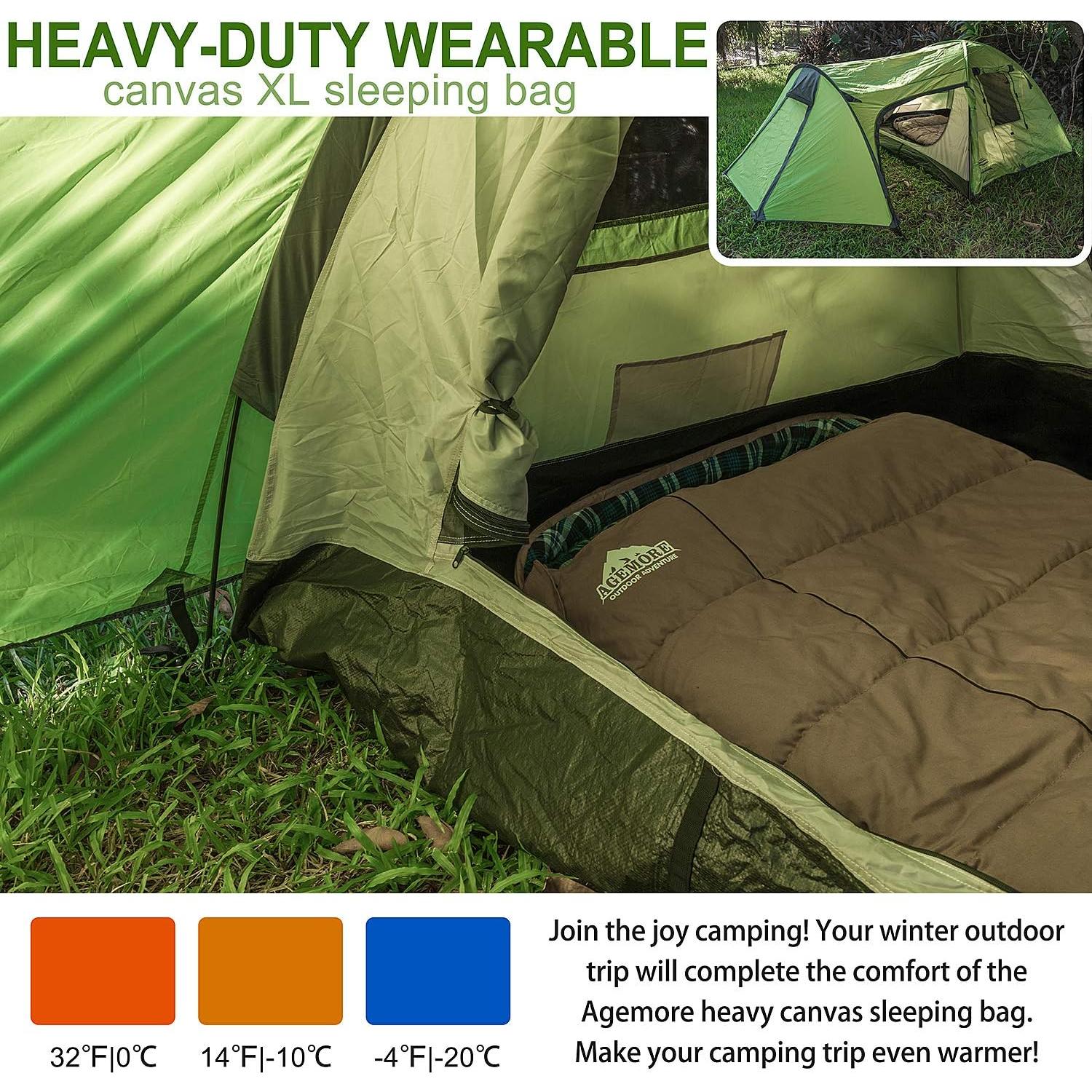 Saco de dormir AGEMORE 0°C Lona Rectangular para Camping