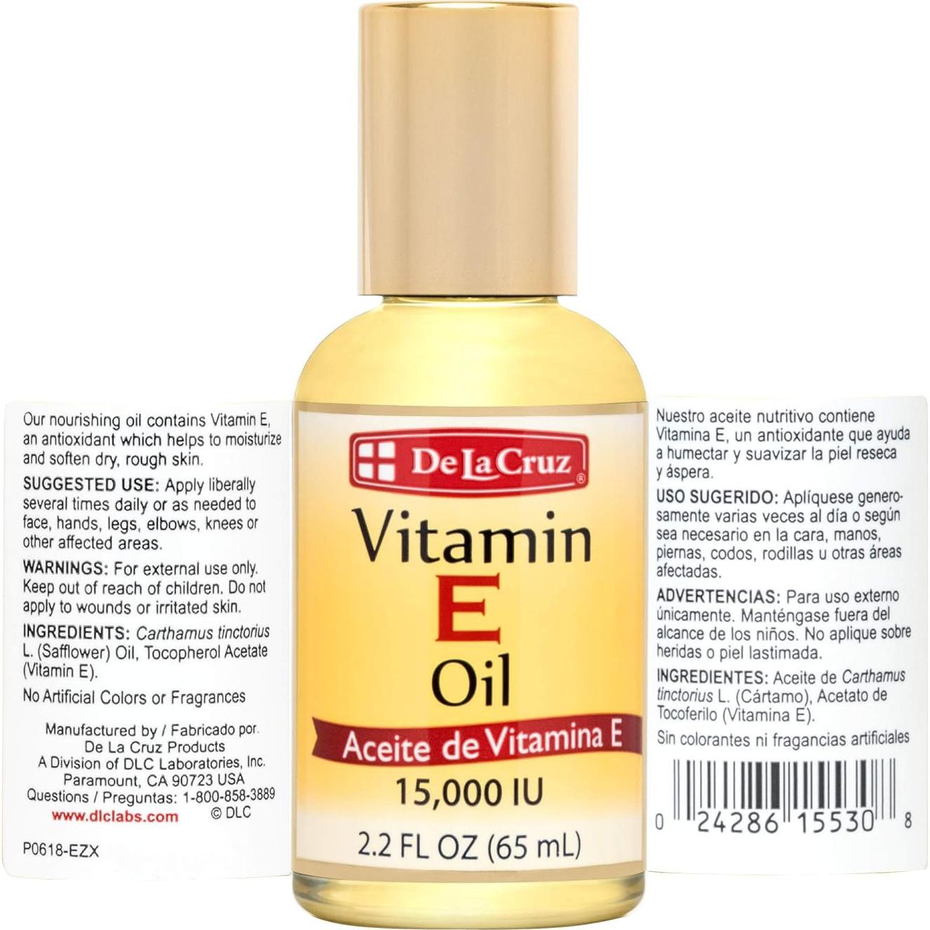 Aceite de Vitamina E De La Cruz 65 ml - Hidratante Piel y Cabello