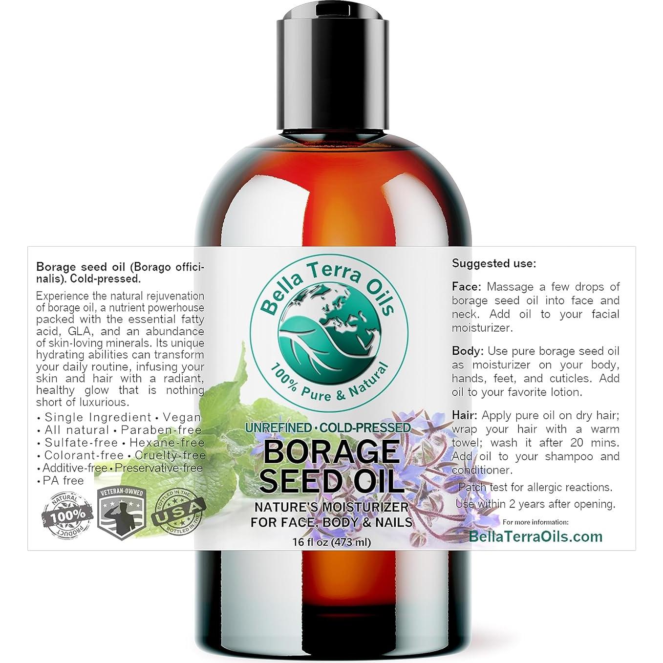 Aceite de Semilla de Borraja Orgánico Bella Terra 473 ml - Cuidado de la Piel
