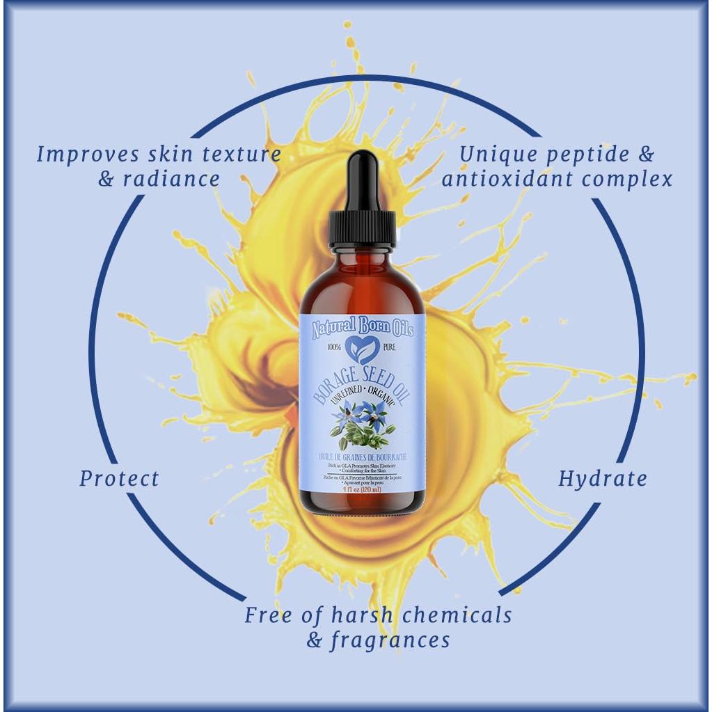 Aceite de Semilla de Borraja Natural 113g - GLA 100% Puro