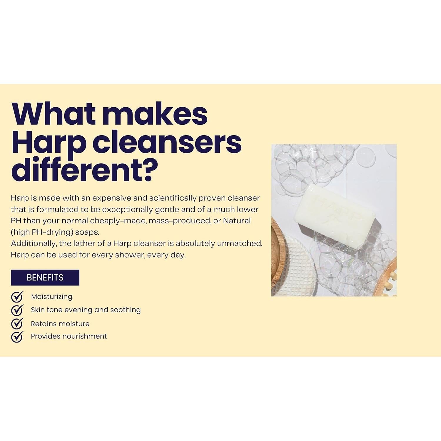 HARP Jabón en Barra pH Equilibrado 5.0-6.0 - Paquete de 3