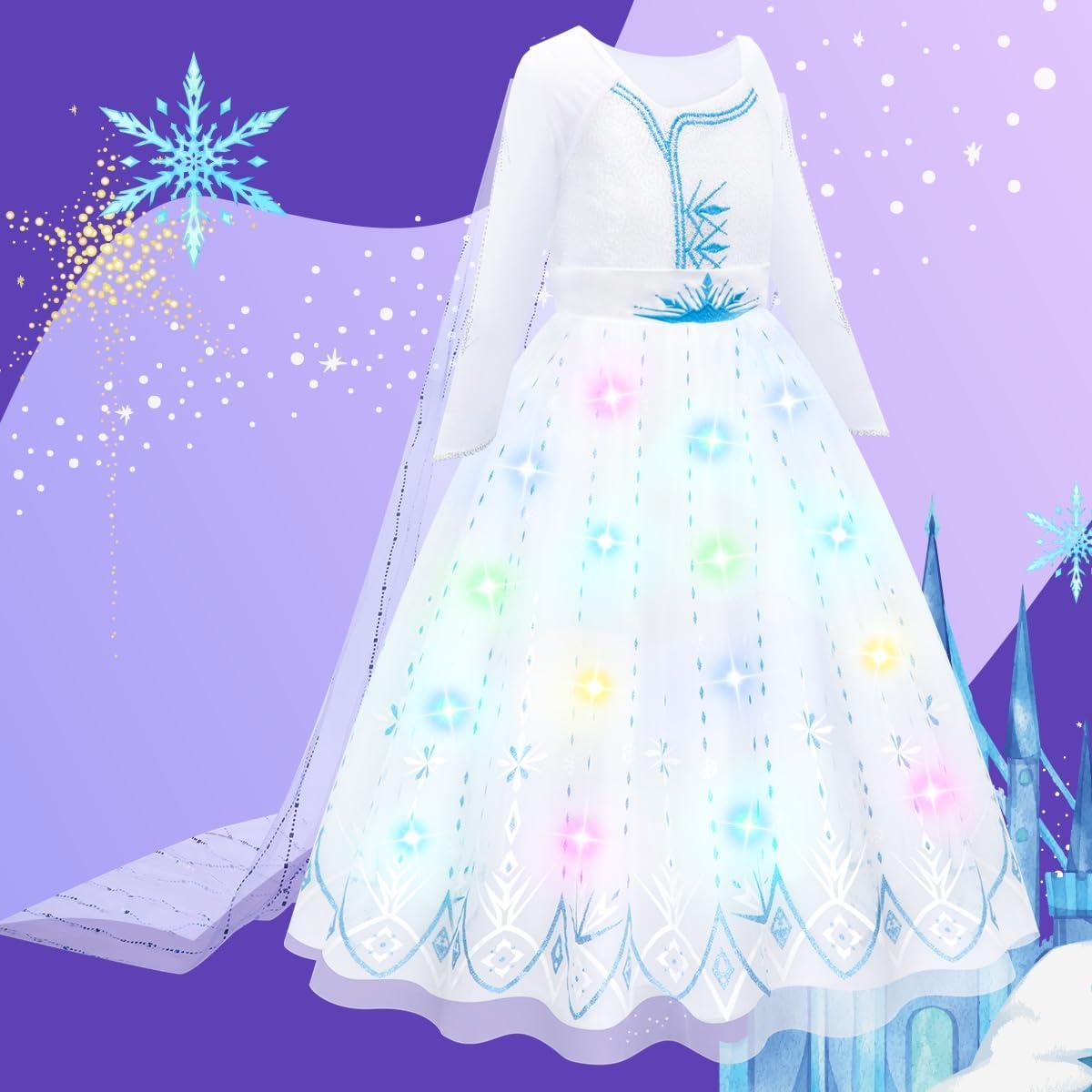 Vestido de Princesa Meland con Luces LED para Niñas 3-10 Años