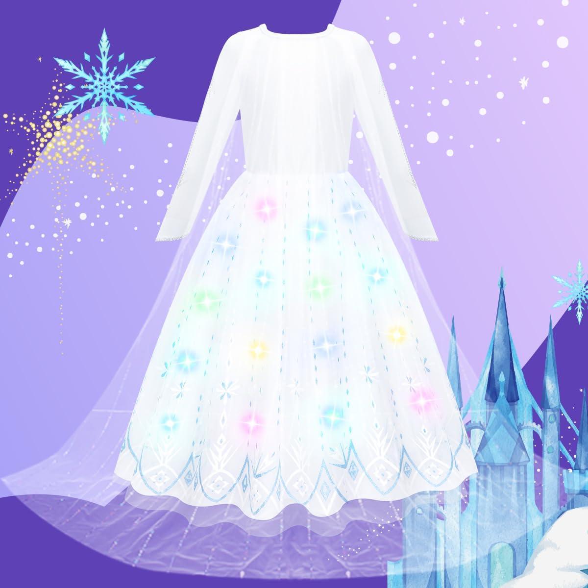 Vestido de Princesa Meland con Luces LED para Niñas 3-10 Años