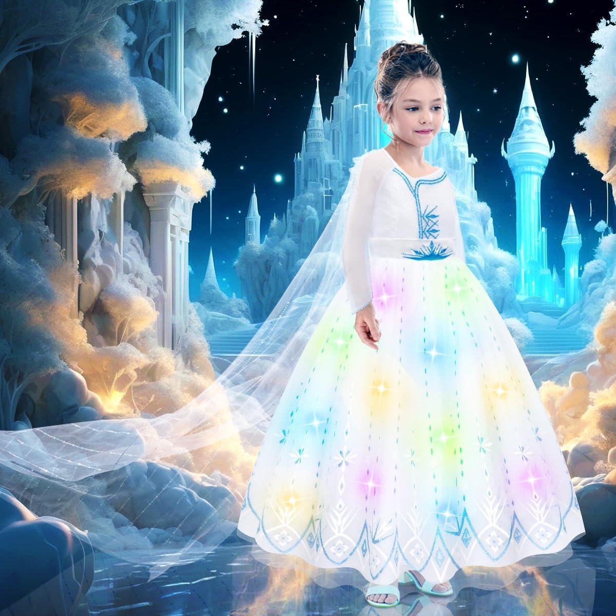 Vestido de Princesa Meland con Luces LED para Niñas 3-10 Años