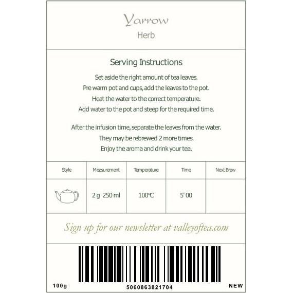 Té de Yarrow Orgánico Valley of Tea - 100g - Achillea Millefolium