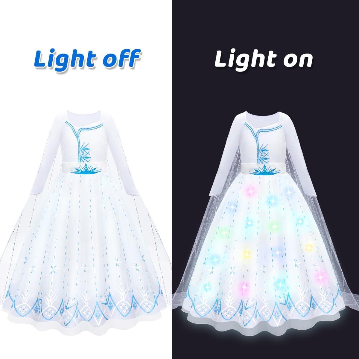 Vestido de Princesa Meland con Luces LED para Niñas 3-10 Años
