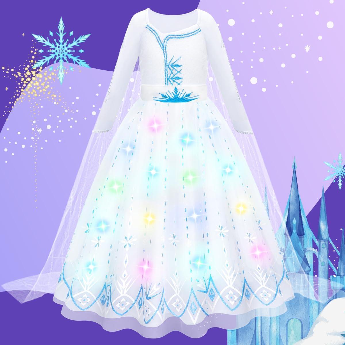 Vestido de Princesa Meland con Luces LED para Niñas 3-10 Años