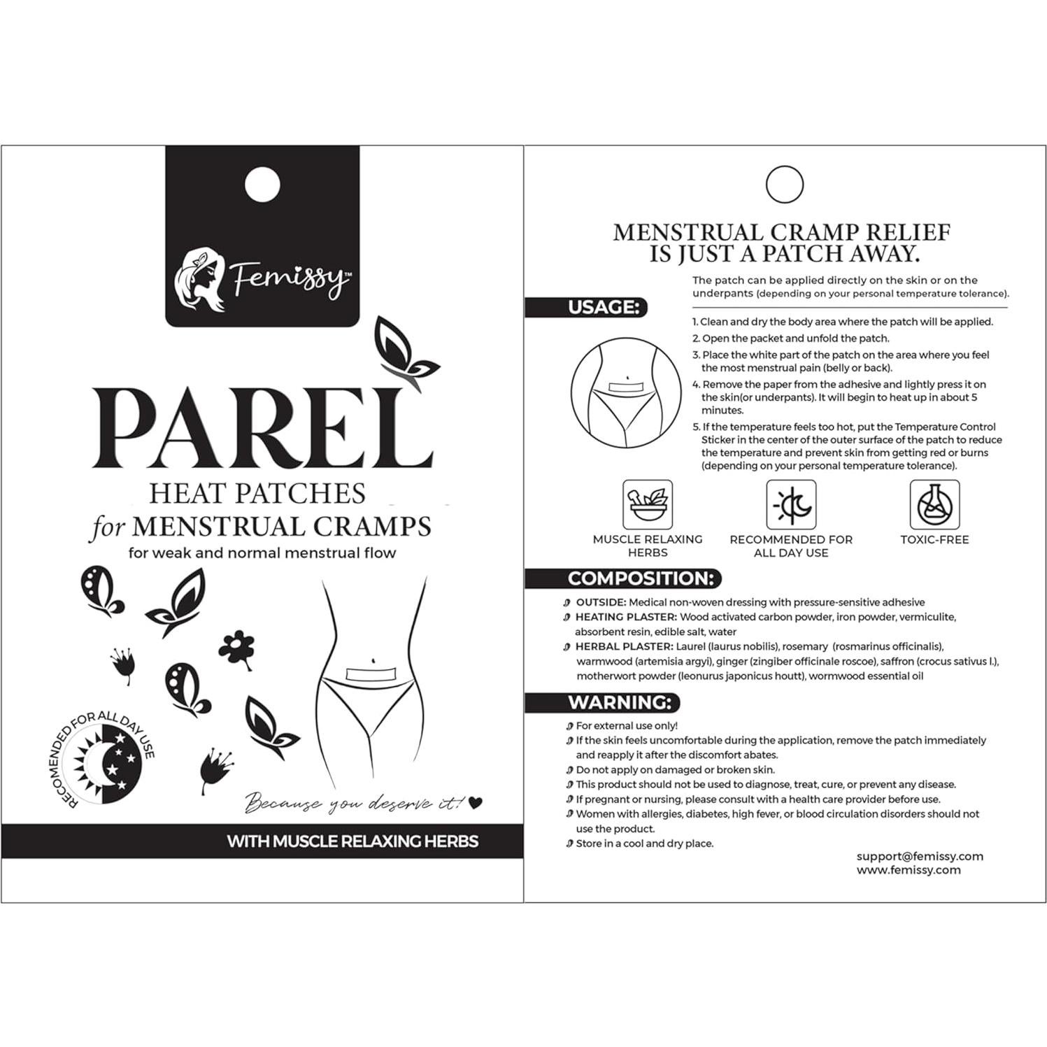 Parche de Calor Herbal Femissy para Alivio Menstrual 8h