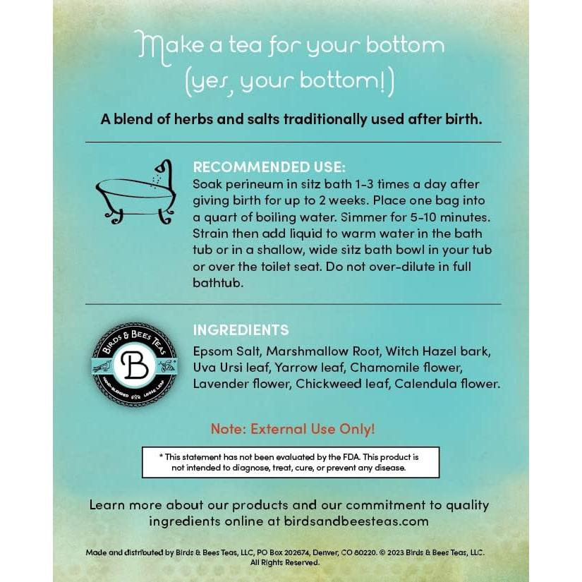 Baño de Asiento Herbal Orgánico Tés de Aves y Abejas - 4 Bolsitas