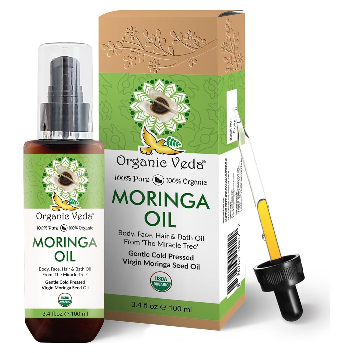 Aceite de Moringa Virgen 100% Puro Organic Veda 100 ml