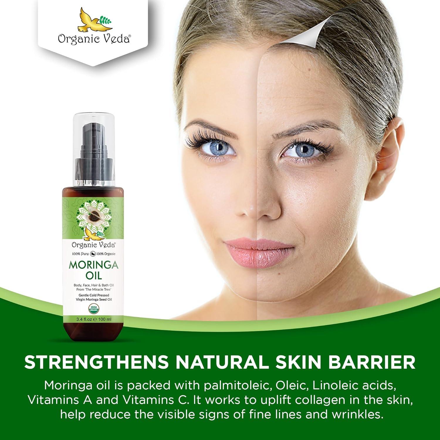 Aceite de Moringa Virgen 100% Puro Organic Veda 100 ml