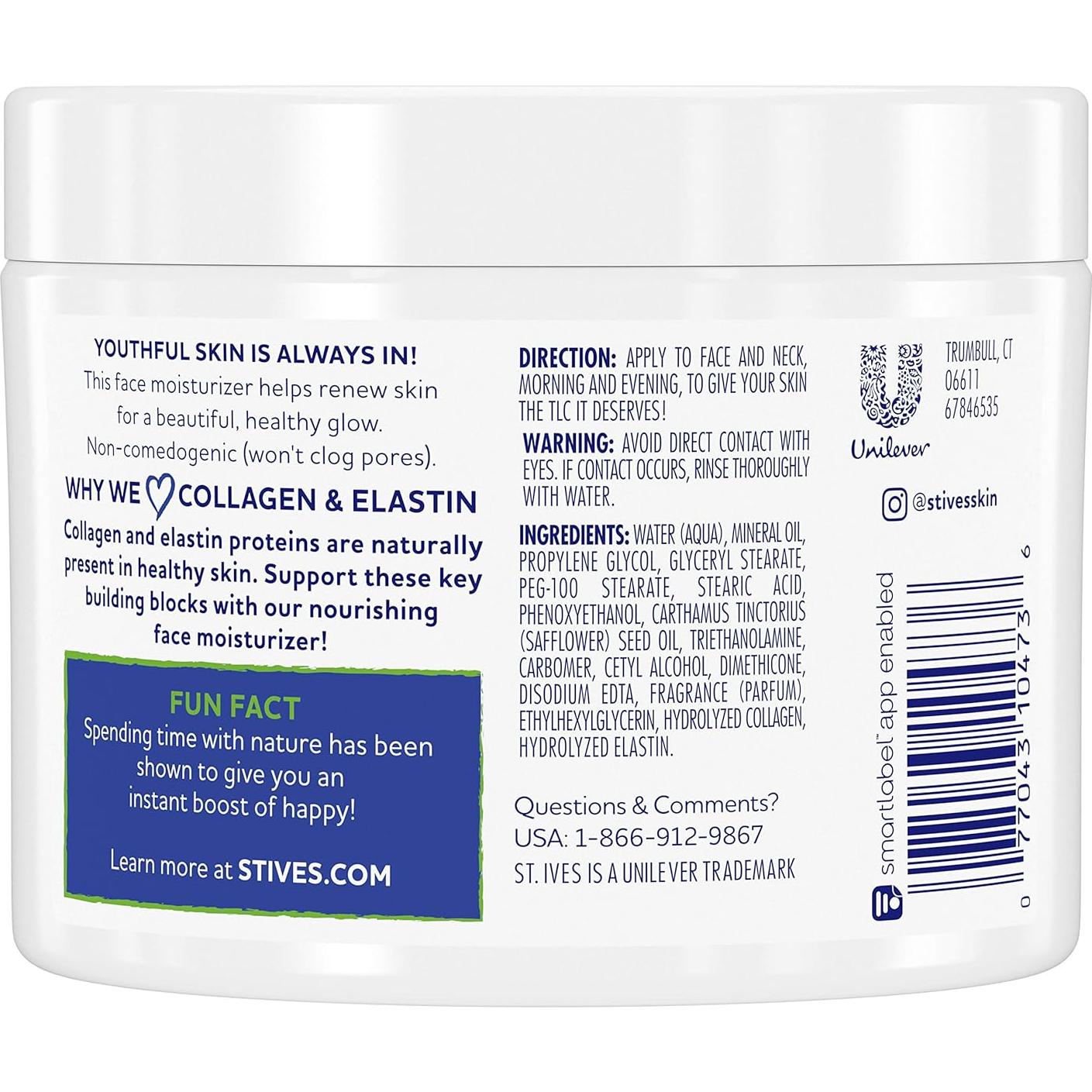 Crema Hidratante Facial St. Ives Colágeno y Elastina 284 g