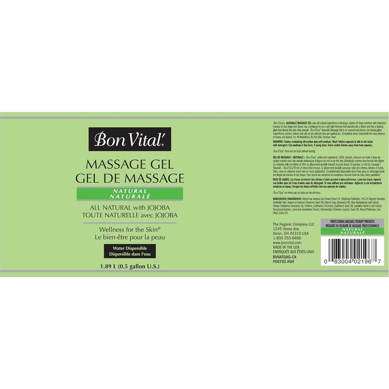 Gel de Masaje Bon Vital Naturale 1.89 L Hipoalergénico