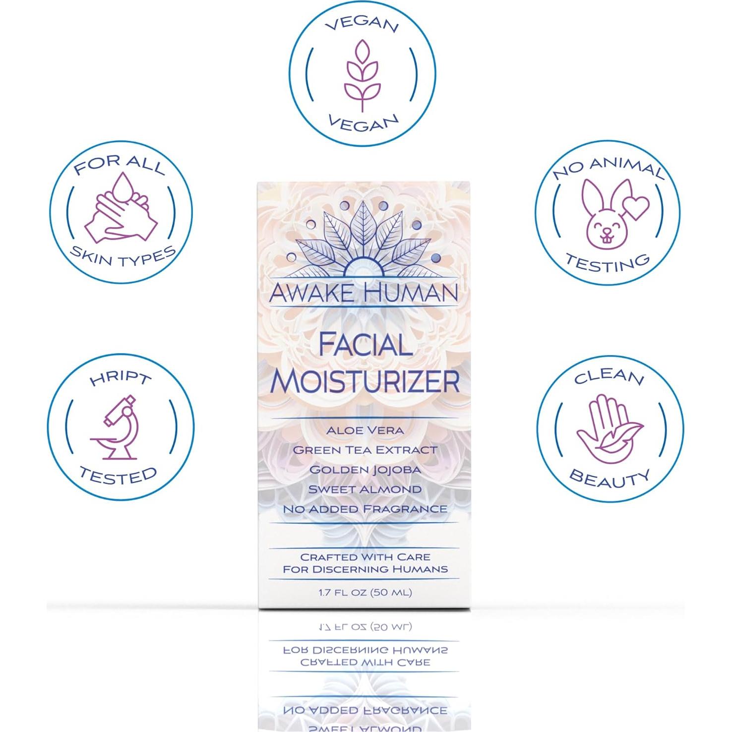 Hidratante Facial Natural Awake Human 91g Piel Seca y Sensible