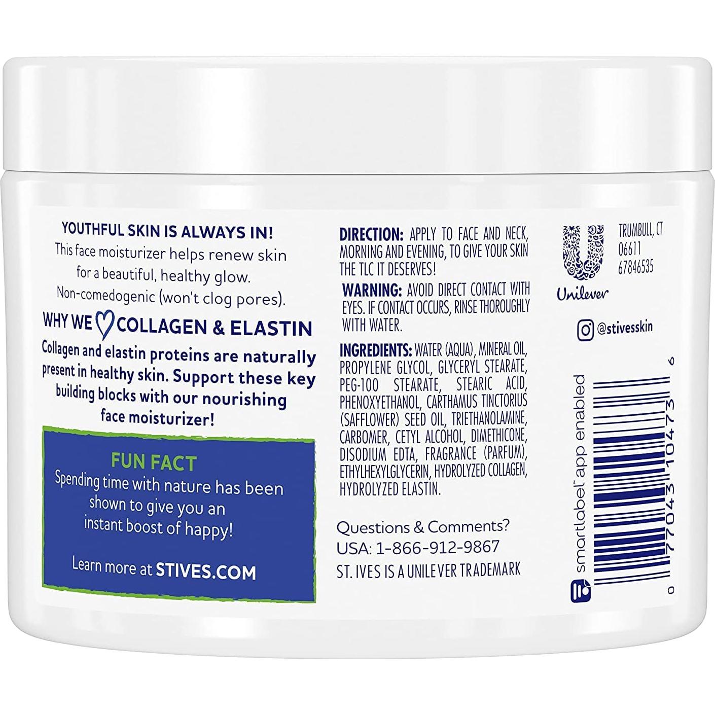 Hidratante Facial St. Ives Colágeno Elastina 283.5 g - Paquete de 6