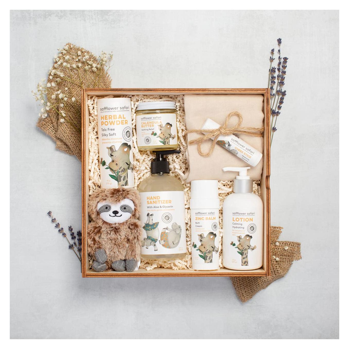 Caja de Regalo de Lujo para Bebé Safflower Safari 100% Natural