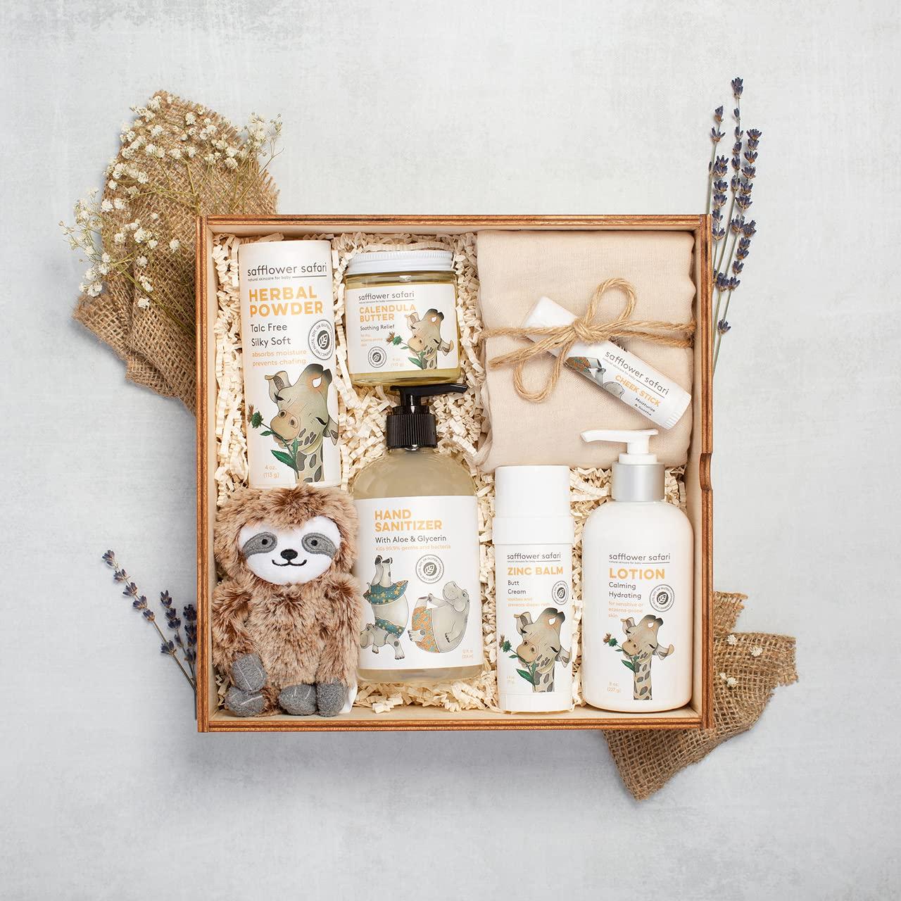 Caja de Regalo de Lujo para Bebé Safflower Safari 100% Natural