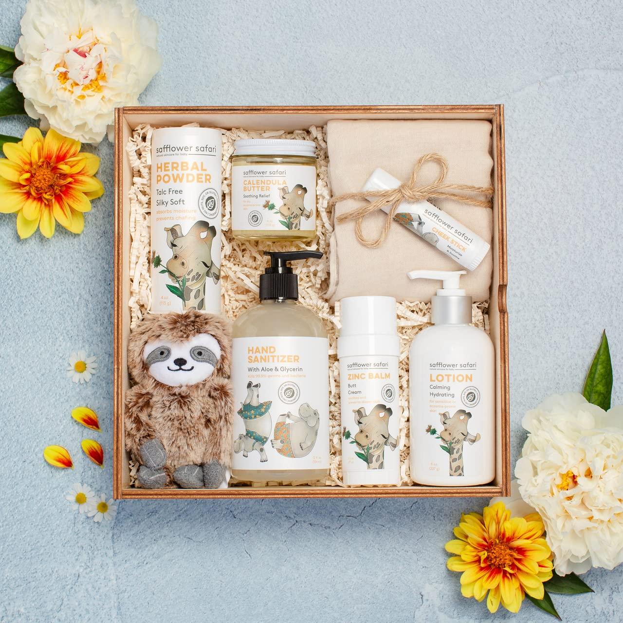 Caja de Regalo de Lujo para Bebé Safflower Safari 100% Natural