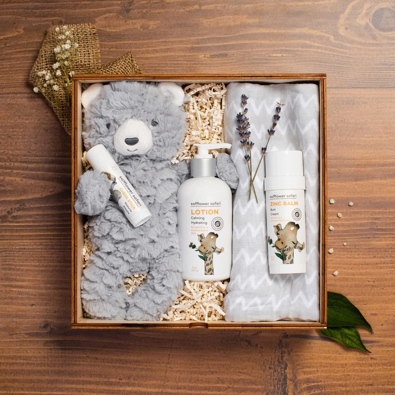 Caja de Recuerdos para Bebé Safflower Safari con Oso de Peluche