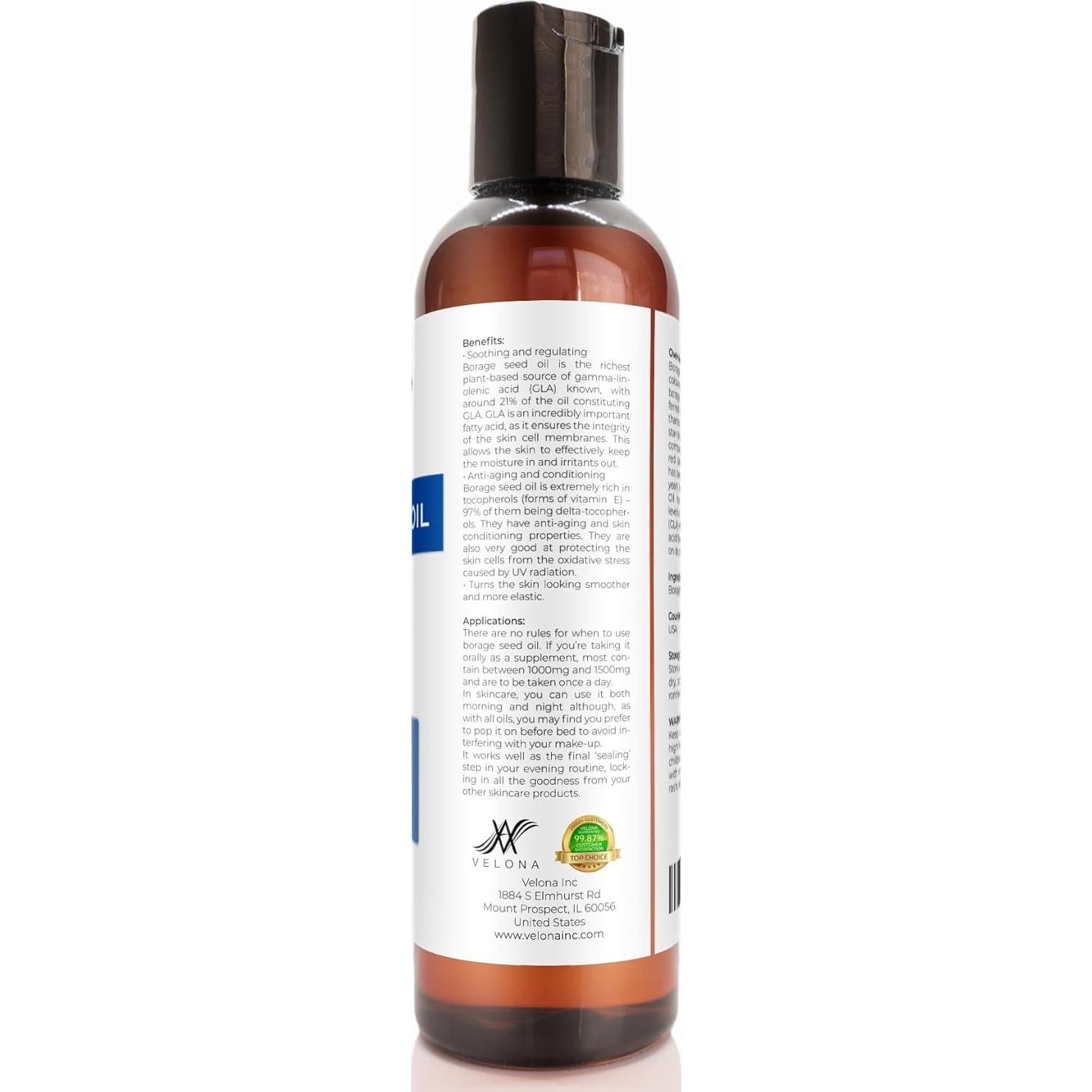 Aceite de Semilla de Borraja Velona 118 ml 100% Puro y Natural