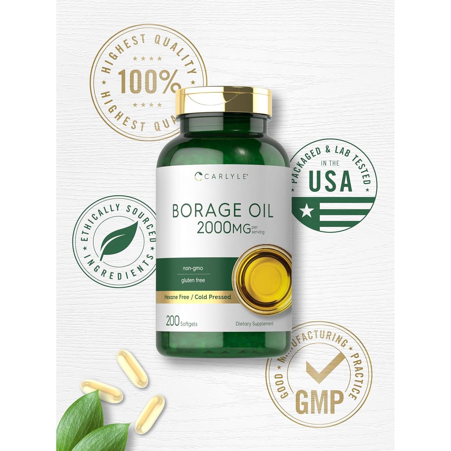 Suplemento de Aceite de Borraja Carlyle 2000mg 200 Cápsulas