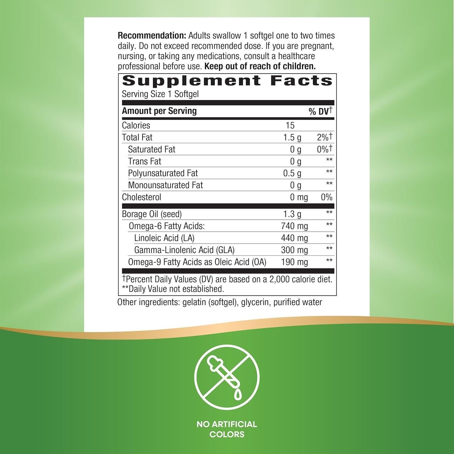 Aceite de Borraja Nature's Way 300 mg GLA 60 Gelatinas Blandas