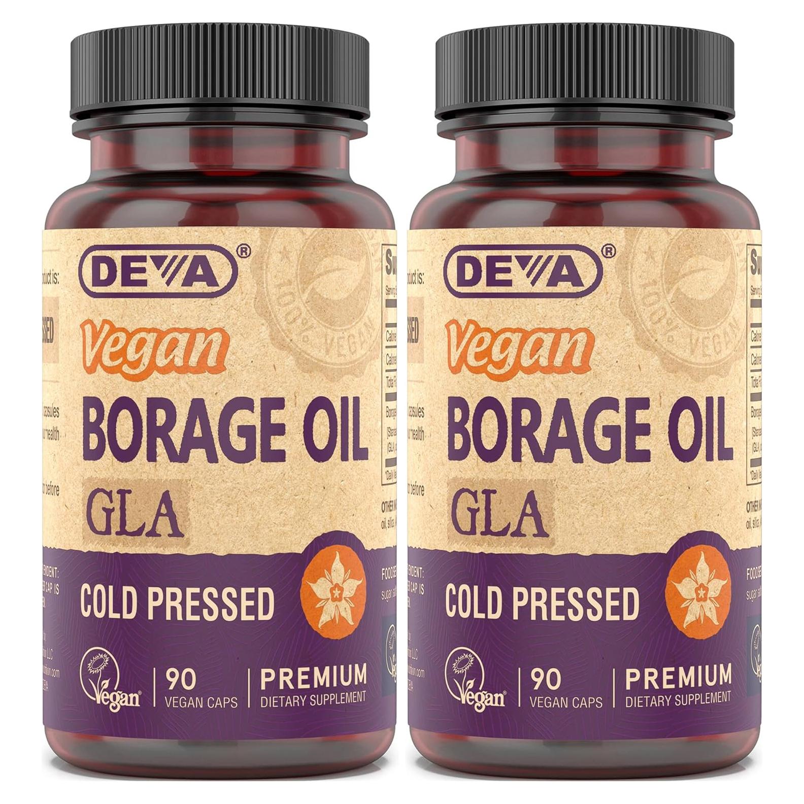 Aceite de Borraja DEVA 500mg 90 Tabletas Veganas (Paquete de 2)