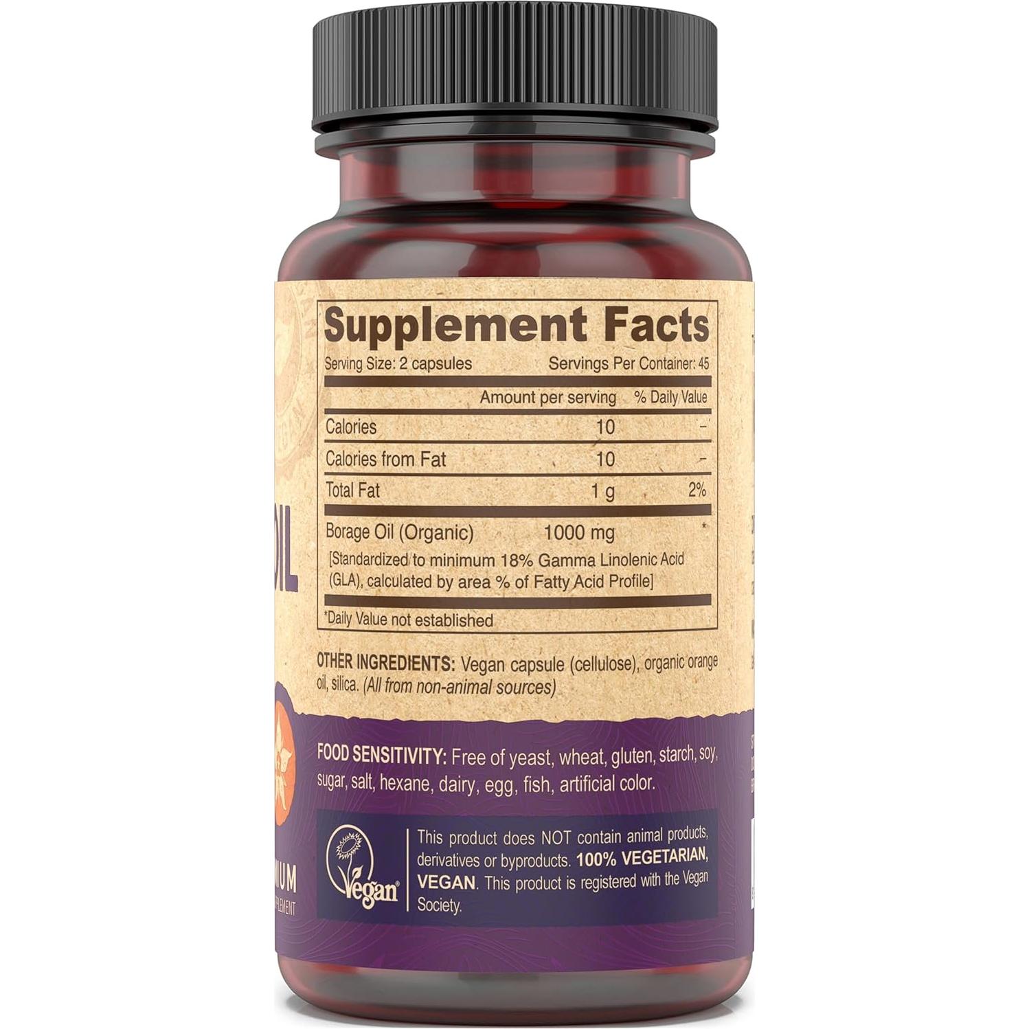 Aceite de Borraja DEVA 500mg 90 Tabletas Veganas (Paquete de 2)