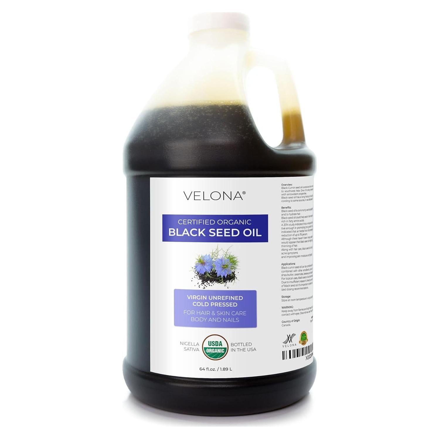 Aceite de Semilla Negra Orgánico Velona 1.89 L - 100% Puro